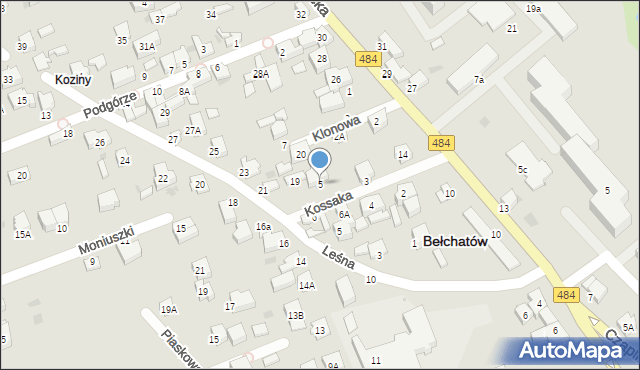 Bełchatów, Kossaka, 5, mapa Bełchatów