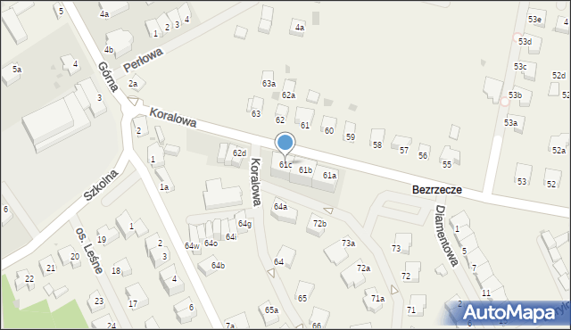 Bezrzecze, Koralowa, 61c, mapa Bezrzecze