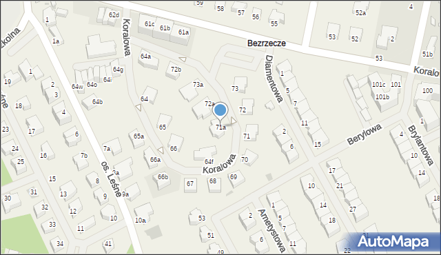 Bezrzecze, Koralowa, 71a, mapa Bezrzecze