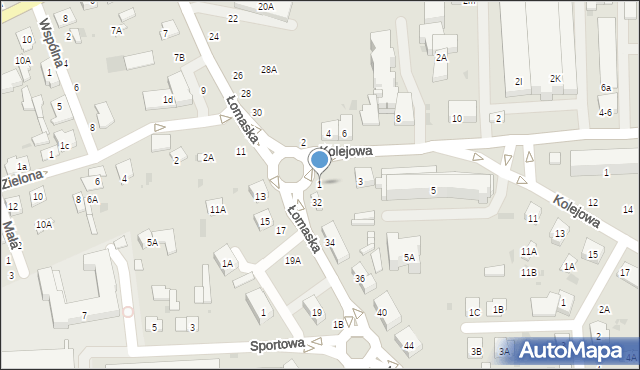 Biała Podlaska, Kolejowa, 1, mapa Białej Podlaskiej