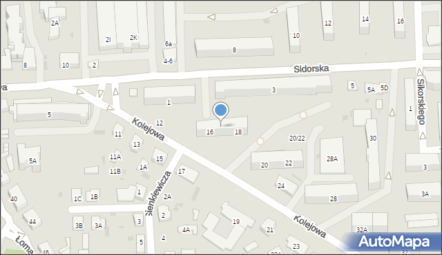 Biała Podlaska, Kolejowa, 16-18, mapa Białej Podlaskiej