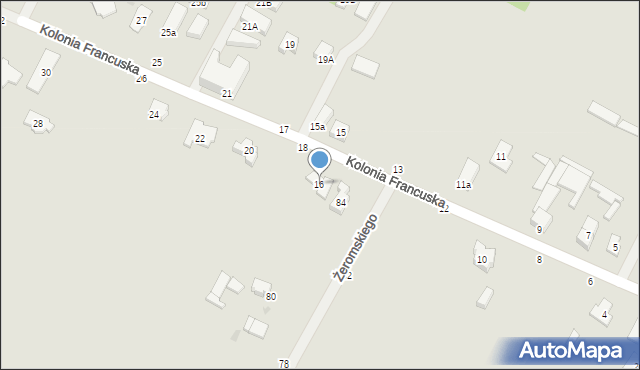 Biała Podlaska, Kolonia Francuska, 16, mapa Białej Podlaskiej