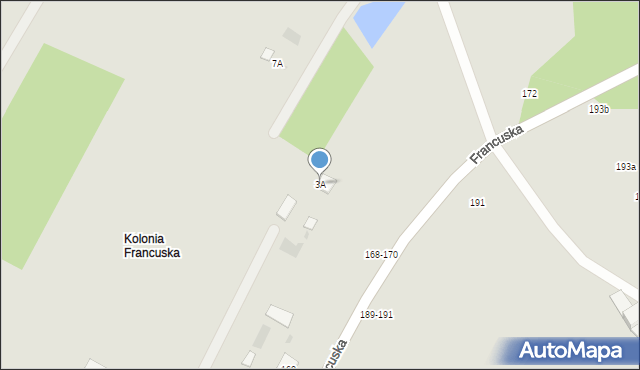 Biała Podlaska, Kolonia Francuska, 3A, mapa Białej Podlaskiej