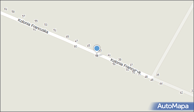 Biała Podlaska, Kolonia Francuska, 58, mapa Białej Podlaskiej