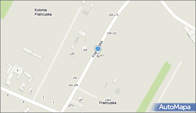 Biała Podlaska, Kolonia Francuska, 9a, mapa Białej Podlaskiej