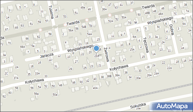 Biała Podlaska, Kołychawa, 21A, mapa Białej Podlaskiej