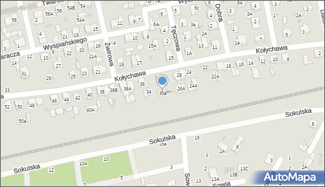 Biała Podlaska, Kołychawa, 30a, mapa Białej Podlaskiej
