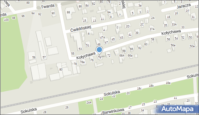 Biała Podlaska, Kołychawa, 74, mapa Białej Podlaskiej