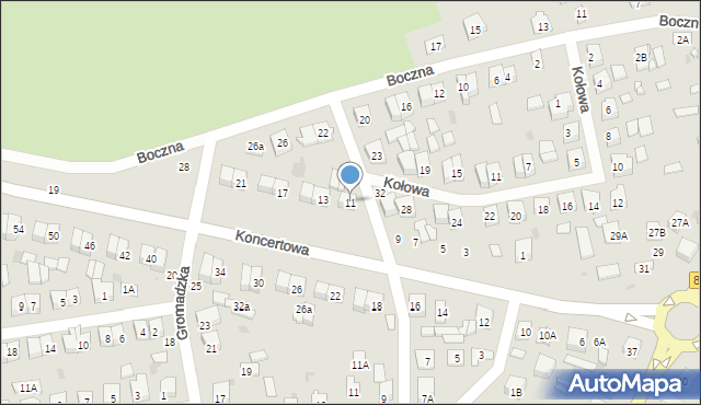 Biała Podlaska, Koncertowa, 11, mapa Białej Podlaskiej