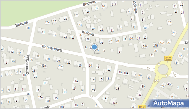 Biała Podlaska, Koncertowa, 7, mapa Białej Podlaskiej