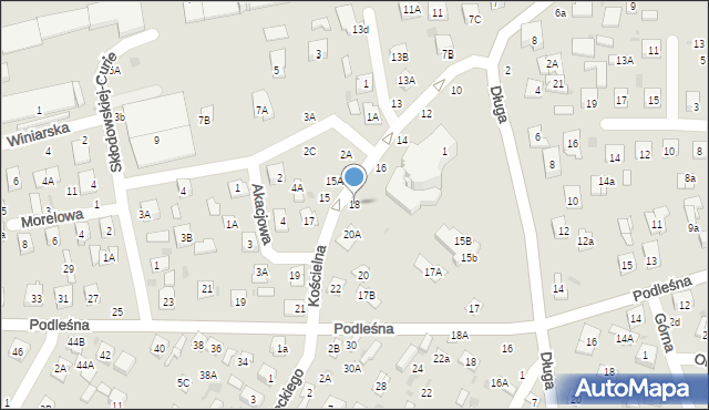 Biała Podlaska, Kościelna, 18, mapa Białej Podlaskiej