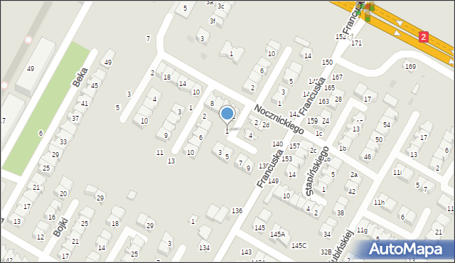 Biała Podlaska, Kosmowskiej Ireny, 1, mapa Białej Podlaskiej