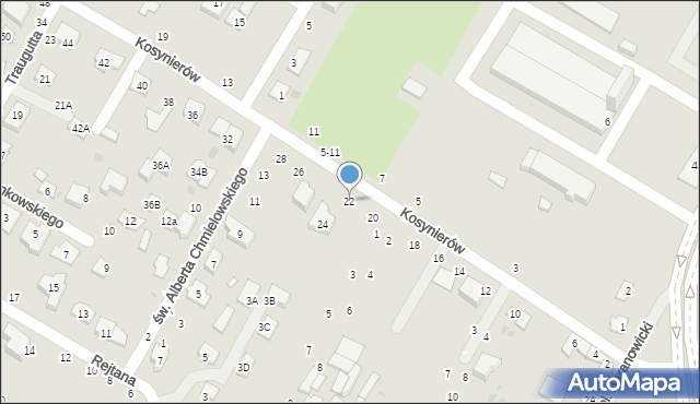 Biała Podlaska, Kosynierów, 22, mapa Białej Podlaskiej