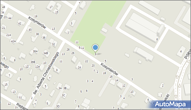 Biała Podlaska, Kosynierów, 7, mapa Białej Podlaskiej