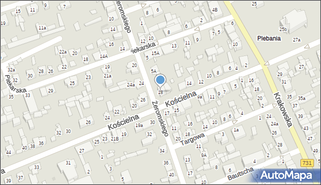 Białobrzegi, Kościelna, 18, mapa Białobrzegi