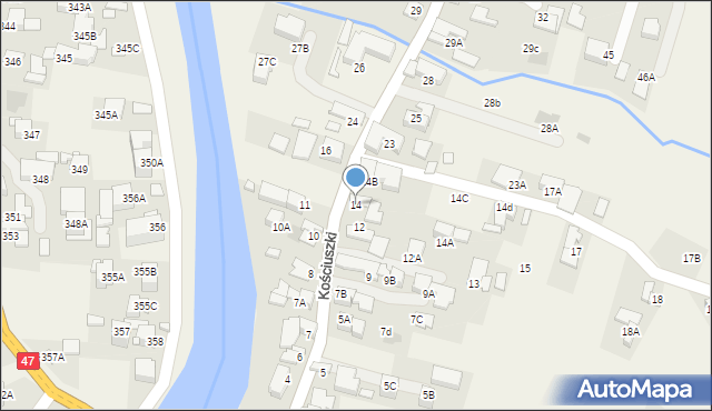 Biały Dunajec, Kościuszki Tadeusza, gen., 14, mapa Biały Dunajec