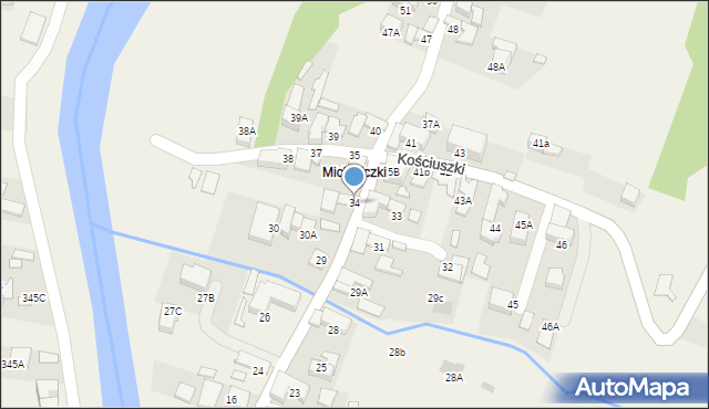 Biały Dunajec, Kościuszki Tadeusza, gen., 34, mapa Biały Dunajec