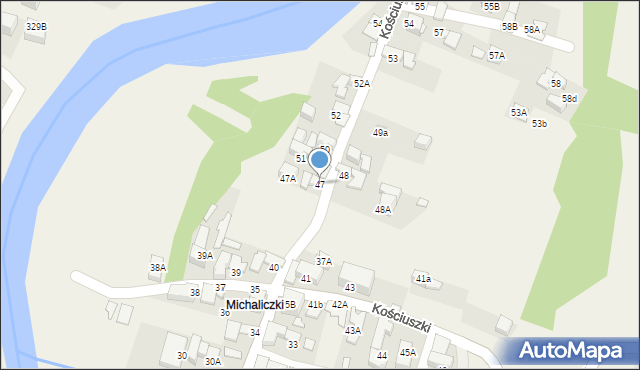 Biały Dunajec, Kościuszki Tadeusza, gen., 47, mapa Biały Dunajec