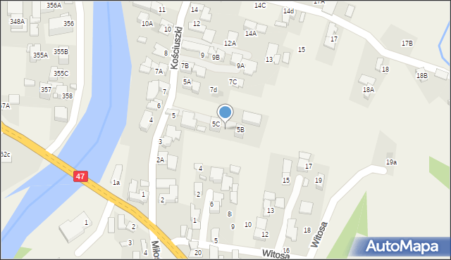 Biały Dunajec, Kościuszki Tadeusza, gen., 5E, mapa Biały Dunajec