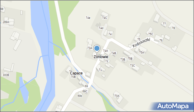 Biały Dunajec, Kościuszki Tadeusza, gen., 73, mapa Biały Dunajec