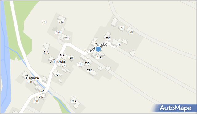 Biały Dunajec, Kościuszki Tadeusza, gen., 75A, mapa Biały Dunajec