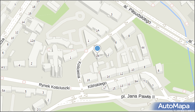 Białystok, Kościelna, 2A, mapa Białegostoku