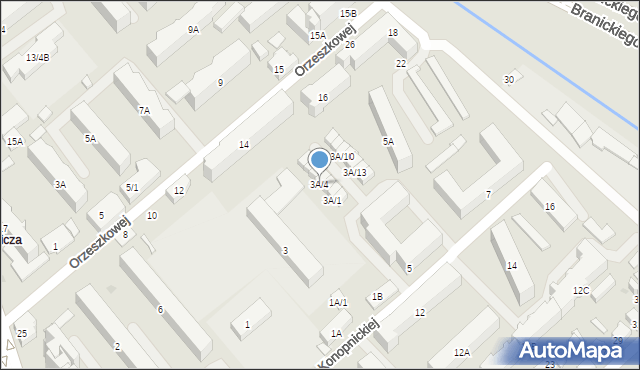 Białystok, Konopnickiej Marii, 3A/4, mapa Białegostoku