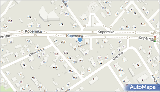 Białystok, Kopernika Mikołaja, 43A, mapa Białegostoku