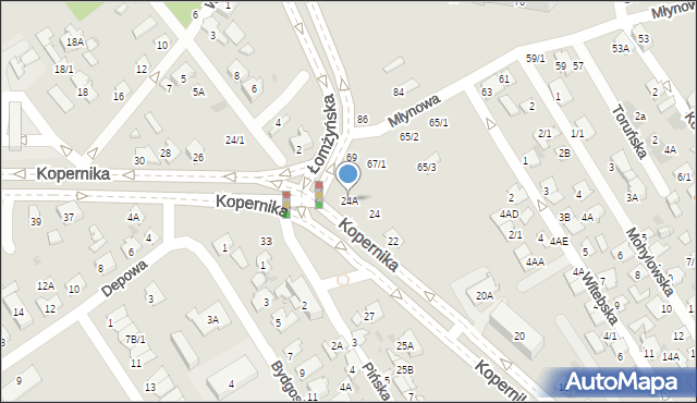 Białystok, Kopernika Mikołaja, 24A, mapa Białegostoku