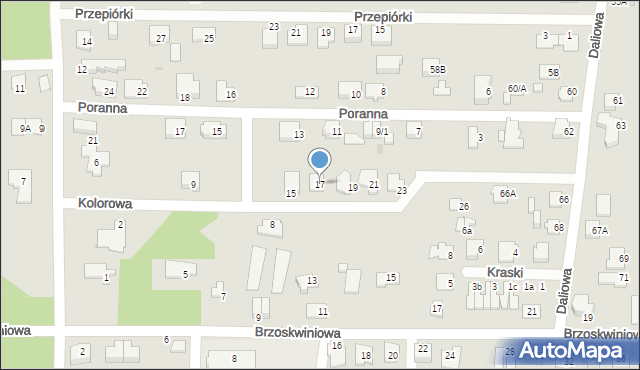 Białystok, Kolorowa, 17, mapa Białegostoku