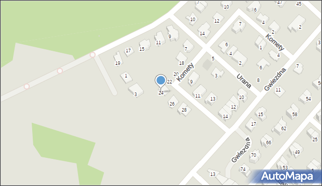 Białystok, Komety, 24, mapa Białegostoku