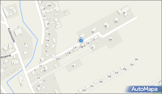 Bibice, Kościuszki Tadeusza, gen., 13g, mapa Bibice