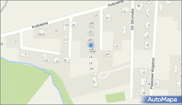 Bielkówko, Kościelna, 13h, mapa Bielkówko