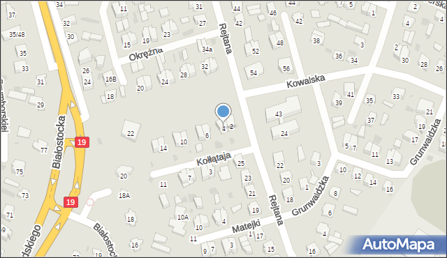 Bielsk Podlaski, Kołłątaja Hugo, 4, mapa Bielsk Podlaski