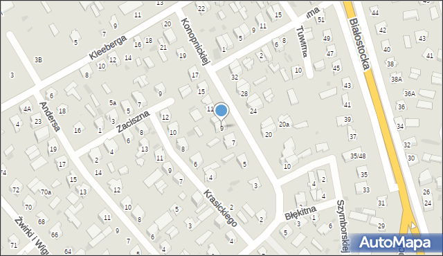 Bielsk Podlaski, Konopnickiej Marii, 9, mapa Bielsk Podlaski