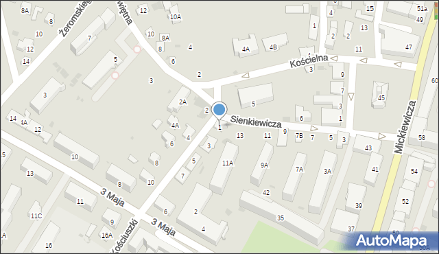 Bielsk Podlaski, Kościuszki Tadeusza, gen., 1, mapa Bielsk Podlaski