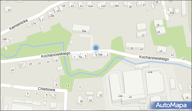 Bielsko-Biała, Kochanowskiego Jana, 3, mapa Bielsko-Białej