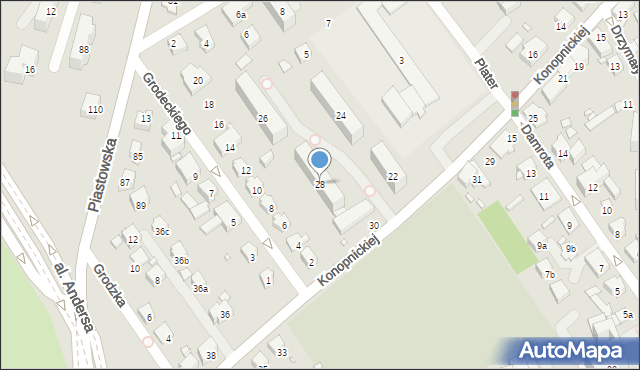 Bielsko-Biała, Konopnickiej Marii, 28, mapa Bielsko-Białej