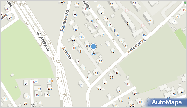 Bielsko-Biała, Konopnickiej Marii, 36a, mapa Bielsko-Białej