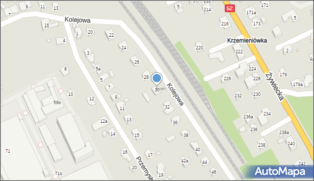 Bielsko-Biała, Kolejowa, 30, mapa Bielsko-Białej