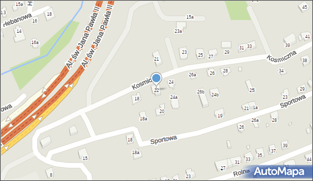 Bielsko-Biała, Kosmiczna, 22, mapa Bielsko-Białej