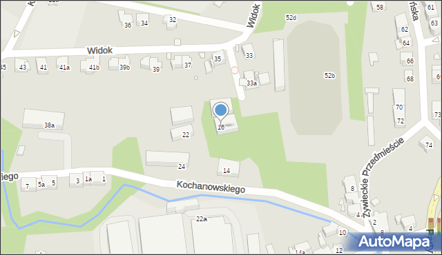 Bielsko-Biała, Kochanowskiego Jana, 16, mapa Bielsko-Białej