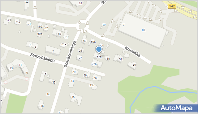 Bielsko-Biała, Kowalska, 57a, mapa Bielsko-Białej