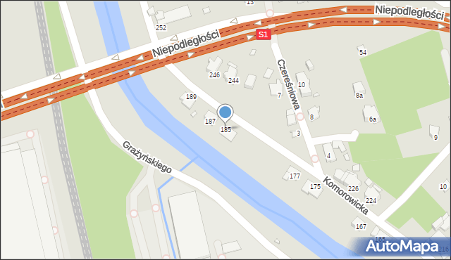 Bielsko-Biała, Komorowicka, 185, mapa Bielsko-Białej