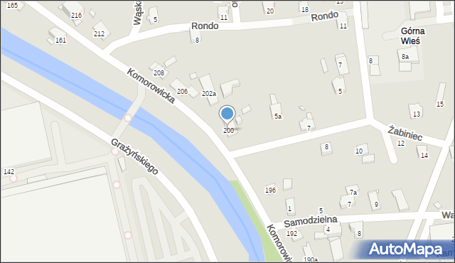 Bielsko-Biała, Komorowicka, 200, mapa Bielsko-Białej