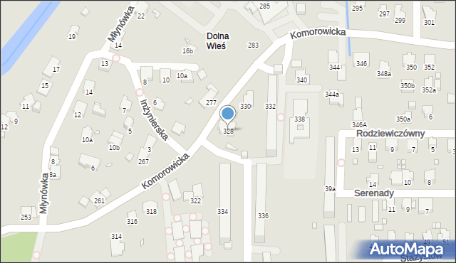 Bielsko-Biała, Komorowicka, 328, mapa Bielsko-Białej