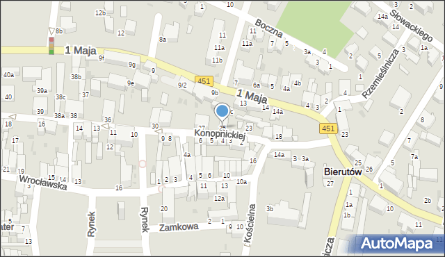 Bierutów, Konopnickiej Marii, 25, mapa Bierutów