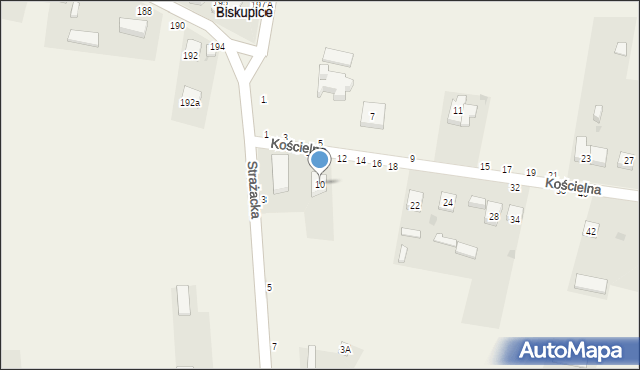 Biskupice, Kościelna, 10, mapa Biskupice