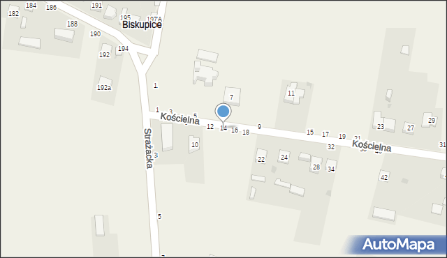 Biskupice, Kościelna, 14, mapa Biskupice