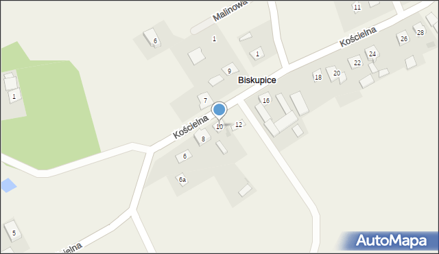 Biskupice, Kościelna, 10, mapa Biskupice